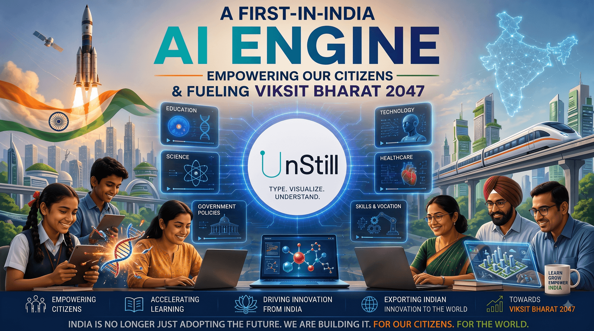 UnStill AI video engine is built to empower citizens to visualize and understand complex concepts, advancing India’s vision of Viksit Bharat 2047.